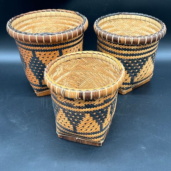 5 Nesting Baskets Tribal Designs (Bjml) - Picture 2 of 8